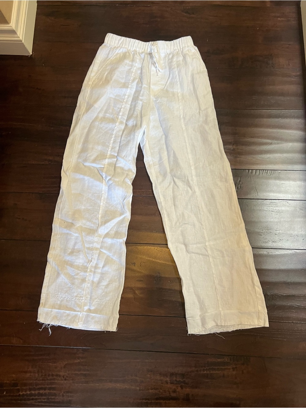 Girls Zara White Linen Relaxed Fit Pants